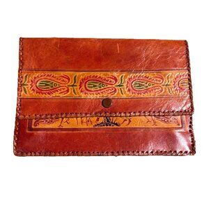 Vintage Tribal print genuine leather clutch. Excellent condition Handmade